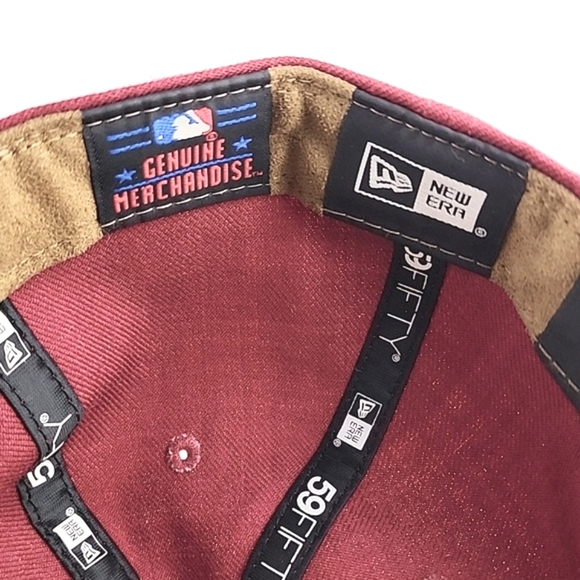 ⭐️3/ $30⭐️ Toronto Blue Jays New Era 59Fifty Ball Cap Burgundy Tan Size 7.5 - Picture 10 of 14